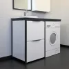 Мебель для ванной: Набор мебели под стиральную машину Comforty Лозанна-120 с графитовой столешницей с раковиной Art Inside 1 в магазине Акватория