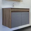 Мебель для ванной: Тумба-умывальник Comforty Кемер-75 антрацит/дуб тёмно-коричневый с раковиной Comforty 75E 1 в магазине Акватория