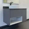 Мебель для ванной: Тумба-умывальник Comforty Джанкой 90 антрацит с черной столешницей и раковиной 9111 1 в магазине Акватория