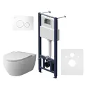 AM.PM Комплект инсталляция с клав Pro L белый с подвесным унитазом Awe FlashClean с сид м/л