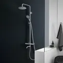 Душевая система MELANA-610307-T Stello нерж.сталь, с тропическим душем, лейкой, термостатом