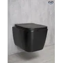 Безободковый подвесной унитаз микролифт дюропласт черный матовый Gid Tr2140Bm