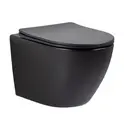 Безободковый подвесной унитаз черный матовый микролифт дюропласт Торнадо Gid Tr2122TF-Bm