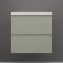 Тумба подвесная "Манхэттен 100/80/70/60" ЭМАЛЬ с раковиной  ASTI , 2 ящика PLUS олива