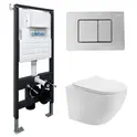 Комплект подвесной унитаз ABBER Bequem AC1100T белый с инсталляцией AC0105 и кнопкой хром