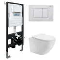 Комплект подвесной унитаз ABBER Bequem AC1100T белый с инсталляцией AC0105 и кнопкой белая матовая