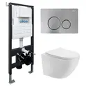 Комплект подвесной унитаз ABBER Bequem AC1100T белый с инсталляцией AC0105 и кнопкой матовый хром