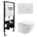 Комплект подвесной унитаз ABBER Bequem AC1100T белый с инсталляцией AC0105 и кнопкой белая матовая