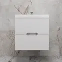 Тумба подвесная "Матис" с раковиной ASTI (2 ящика), Белый матовый, ЭМАЛЬ