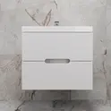 Тумба подвесная "Матис" с раковиной ASTI (2 ящика), Белый матовый, ЭМАЛЬ