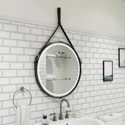 Зеркало ACWEN "Millenium Black Led" D-65 на ремне из натурал. кожи черного цвета