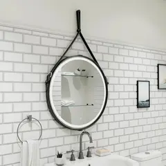 Зеркало ACWEN "Millenium Black Led" D-65 на ремне из натурал. кожи черного цвета