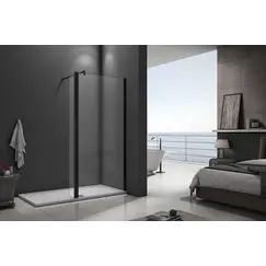 Душевая перегородка с доп панелью на лифтинговой петле Good Door WALK IN SP2  черный