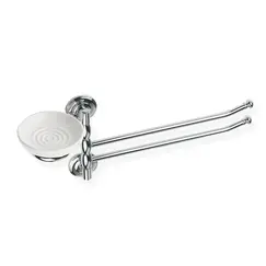 Stil Haus Idra  полотенцедерж. двойной поворотный + керамич. мыльница   хром - белая керамика