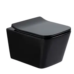 Безободковый подвесной унитаз микролифт дюропласт Gid Tr2144BL