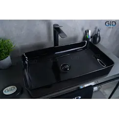 Накладная раковина для ванной Gid BL9396 черная глянцевая
