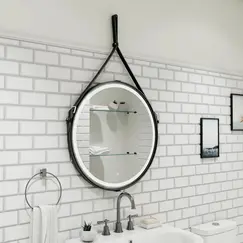 Зеркало ACWEN "Millenium Black Led" D-65 на ремне из натурал. кожи черного цвета