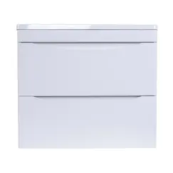 Тумба подвесная с раковиной Style Line "Бергамо мини " (2 ящ.) Люкс антискрейтч белый, PLUS