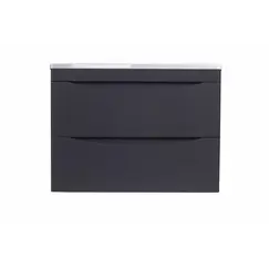 Тумба подвесная с раковиной Style Line "Бергамо мини " (2 ящ.) Люкс антискрейтч черный, PLUS