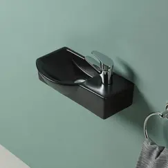 WW AISBACH 7940 MT-BL R Раковина подвесная (матовая черная)  400х220х120 мм