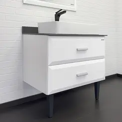 Тумба-умывальник Comforty Империя-80 белая с графитовой столешницей c раковиной Comforty 78189