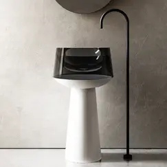 Раковина отдельностоящая прозрачная ABBER Kristall AT2706White-Onyx белый/черный