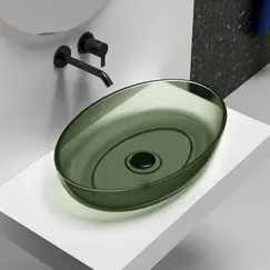 Раковина накладная прозрачная ABBER Kristall AT2801Vesuvian оливковая