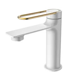 Смеситель для раковины ACWEN JL-11111MW белый/золото