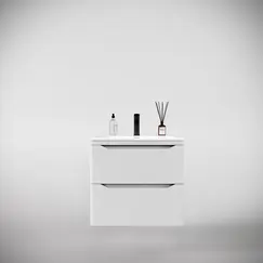 Тумба подвесная с раковиной "Марелла " (2 ящ.) Люкс антискрейтч белый матовый, PLUS
