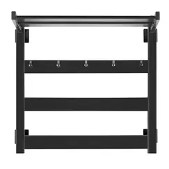 Полотенцесушитель Secado Комано 1 КСП, с крючками и полочкой, водяной, ЧЕРНЫЙ МАТОВЫЙ