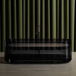 Ванна из полиэфирной смолы  ABBER Kristall AT9708Onyx черная прозрачная