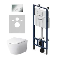 AM.PM Инсталляция MasterFit с клав L глянц хром с подвес унит Sense FlashClean с сид