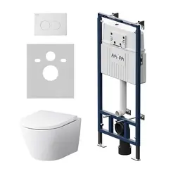 AM.PM Инсталляция MasterFit с клав L глянц белый с подвес унит  Sense FlashClean с сид