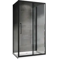 Душевой уголок ABBER Schwarzer Diamant  прозрачное/черный , пристенный