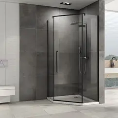 Душевой уголок ABBER Ewiges Wasser  трапеция , прозрачное /черный