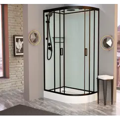 Душевая кабина Frank F418L М Black без крыши матовое стекло