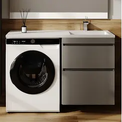 Тумба подвесная с раковиной "Даллас ЛЕОН 120", Люкс серая, PLUS