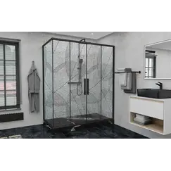 Душевой уголок AvaCan FB2  с рисунком/черный