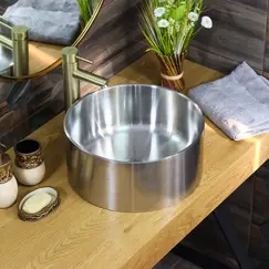 Раковина Ring380 MELANA ProfLine 1,2/160 САТИН накладная круглая Ring380, БЕЗ донного клапана