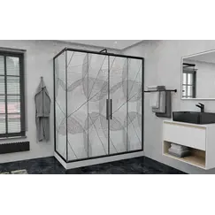 Душевой уголок AvaCan FB2 матовое с рисунком/черный