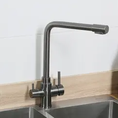 Смеситель д/кухни MELANA-F9505HB нерж.сталь, с переключателем на фильтр, однорычажный, графит