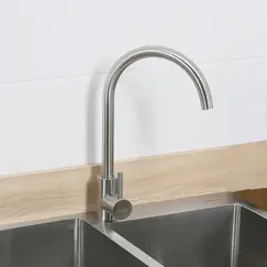 Смеситель д/кухни MELANA-610103 Tondo нерж.сталь, однорычажный, сатин, литой излив