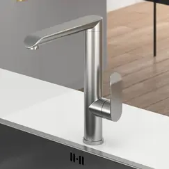 Смеситель д/кухни MELANA-610603 Paola Hi-tech нерж.сталь, однорычажный, сатин, литой излив