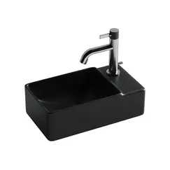 Ceramica Nova Умывальник подвесной прямоугольный (чаша слева, отверстие под смеситель справа) цвет черный матовый Element 395*220*125мм