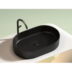 Умывальник чаша Ceramica Nova накладная овальная (цвет Черный Матовый) Element 608*385*122мм
