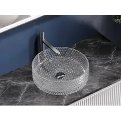Умывальник чаша Ceramica Nova накладная круглая (прозрачная) Cristal 360*360*112мм