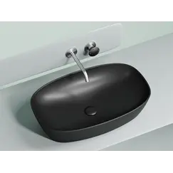 Умывальник чаша Ceramica Nova накладная овальная (цвет Черный Матовый) Element 600*380*138мм