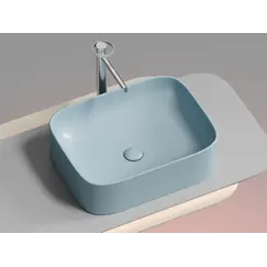 Умывальник чаша Ceramica Nova накладная прямоугольная (цвет Голубой Матовый) Element 505*380*150мм