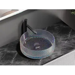 Умывальник чаша Ceramica Nova накладная круглая (цвет неон) Cristal 360*360*112мм