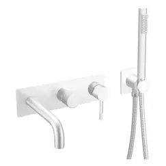 Смеситель встраиваемый  с ручным душем и изливом  Boheme UNO 464-3-MW белый матовый